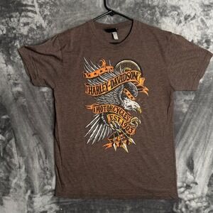 Harley-Davidson T-Shirt Mens Medium Brown Taboo Alexandria LA Graphic Tee